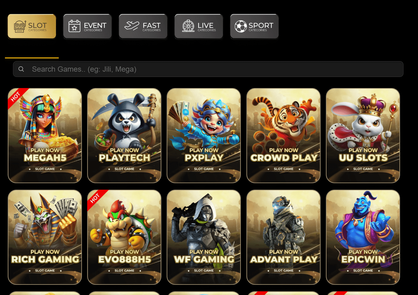 cashkingbet casino games selection